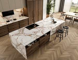 Dalles de pierre frittée 1800*3200*12mm, grandes dalles mates et brillantes, carreaux de sol en porcelaine émaillée, dalles de pierre frittée pour fond de télévision - Product Image 1