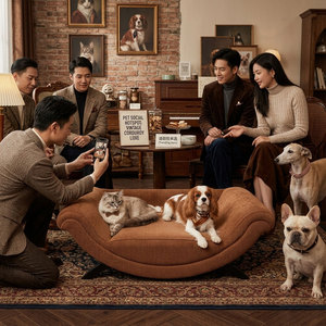 Cama de Lujo para Mascotas, Diseño de Bote Curvo, en Terciopelo Vintage, Cómoda para Gatos y Perros Pequeños - Product Image 3