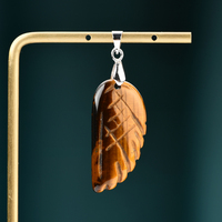 Pendentif d'aile d'ange en pierre naturelle sculptée à la main, collier avec pierres précieuses naturelles, 1 pièce