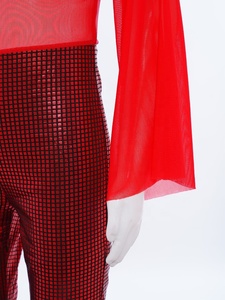 Costumi da Ballo Latino e Ginnastica per Ragazze 6-16 Anni, Tuta Metallizzata a Zampa d'Elefante per Esibizioni di Danza Lirica - Product Image 5
