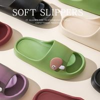 Sandales d'intérieur pour femmes à semelle épaisse, bout ouvert, légères, douces, respirantes, antidérapantes, pantoufles de bain, dessin animé, confortables, plates, toutes