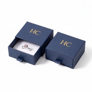 กล่องใส่แหวนแบบมินิมอล ดีไซน์เรียบหรู กล่องของขวัญเครื่องประดับแบบลิ้นชักแข็งแรง พร้อมแผ่น EVA  โลโก้แบบนูนต่ำตามสั่ง  ผู้ผลิตบรรจุภัณฑ์เครื่องประดับแบบ OEM - Product Image 3