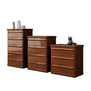 Walnut Solid Wood Modern Chinese Style Floor Standing Storage Cabinet | 3/4/<b>5</b> <b>Drawers</b> Organizer for Bedroom Living Room Hotel - Product Image 2