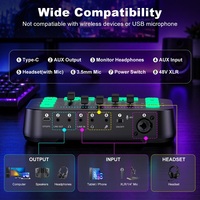 Consola Mezcladora de Audio Profesional para Juegos con Entrada XLR y Alimentación Phantom de 48V para Transmisión en Vivo y Podcasting