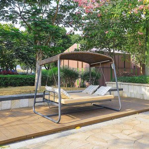 Moderno al aire libre Jardín Parque Hotel Patio Balcón Villa Patio Rattan Columpio Cama con dosel - Product Image 2