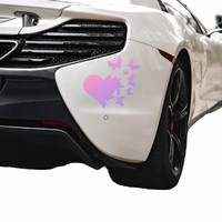 Autocollants de voiture OEM imprimés, motif cœur de dessin animé et papillon, réutilisables, autocollants adhésifs personnalisés, imperméables, pour carrosserie automobile