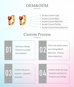 Boucles d'oreilles tendance en laiton et cuivre, zircon incrusté, plaqué or 18 carats, motif cœur pour femme, sertissage griffe, cadeau, vente en gros - Product Image 6