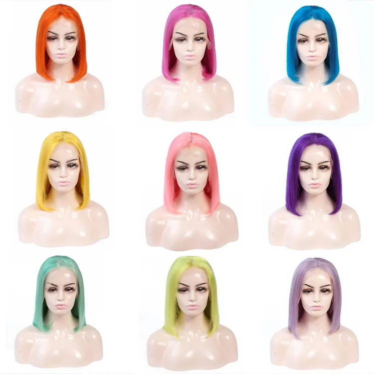 brazilian virgin cuticle aligned wigs human hair lace front bob wigs colored 100% human hair wigs for black women