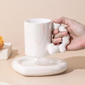 Taza de Cerámica Nórdica Creativa SYL de 350 ml, Taza de Café de Alta Calidad con Platillo, Regalo <span class=keywords><strong>para</strong></span> <span class=keywords><strong>Parejas</strong></span> - Product Image 2