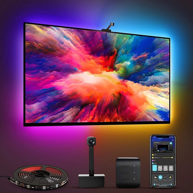 Immersion LED TV Backlights with Camera RGBIC Ambient Lighting for 55-65 Inch TVs PC Smart TV Linkage Backlight