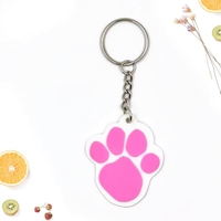 Porte-clés en caoutchouc souple PVC personnalisé avec motif de patte de dessin animé, pendentif pour clés de voiture, cadeau, modèle 005