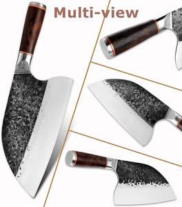 Cuchillo de Carnicero Serbio de 8 Pulgadas, Forjado a Mano, Hoja Ancha, Mango de Madera de Ébano, para Cocina, Picar, Camping y Barbacoa - Product Image 3