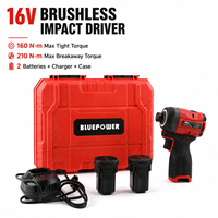 Vente en gros - Perceuse à percussion sans fil 1/4 hexagonale 16V - Kit de tournevis sans balais - 160 Nm - Kit de tournevis hexagonal électrique avec 2 batteries