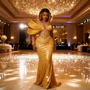 Lüks Parti Abiyesi Afrikalı Kadınlar Payetli Kıyafet Kolsuz Vücuda Oturan Uzun Düğün Balo Elbisesi Daşiki Kıyafetleri - Product Image 3