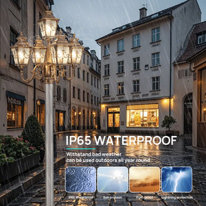 Tùy chỉnh ngoài trời 5 đầu cổ điển vườn cực Ánh Sáng IP65 không thấm nước cổ cực ánh sáng nhôm trang trí chiếu sáng đường phố - Product Image 3