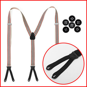 <span class=keywords><strong>Bretelles</strong></span> vintage pour homme, couleur unie, forme en Y, 3 clips, avec extrémité à 6 boutons, idéales pour les mariages, les fêtes et les événements formels - Product Image 2