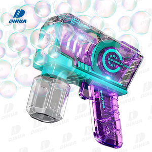 Pistolet à bulles automatique transparent lumineux pour enfants 10 trous bulles baguettes <span class=keywords><strong>Blaster</strong></span> pour les tout-petits avec lumières LED - Product Image 1