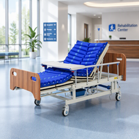 Lit d'hôpital manuel à courbes complètes pour positionnement du patient, manivelles manuelles, panneaux de maintien corporel en bois pour la tête et les pieds, pour soins à domicile