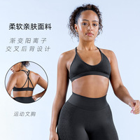 Soutien-gorge de sport personnalisé pour femme avec logo, coussinets amovibles, respirant, maintien moyen, contrôle du ventre, bretelles croisées, Spandex/Nylon