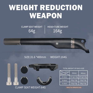TOSEEK Tube en <span class=keywords><strong>carbone</strong></span> + pince en alliage d'aluminium, <span class=keywords><strong>tige</strong></span> <span class=keywords><strong>de</strong></span> <span class=keywords><strong>selle</strong></span> <span class=keywords><strong>de</strong></span> vélo en fibre <span class=keywords><strong>de</strong></span> <span class=keywords><strong>carbone</strong></span>, aluminium 3K mat brillant pour VTT et vélos <span class=keywords><strong>de</strong></span> route à suspension - Product Image 3