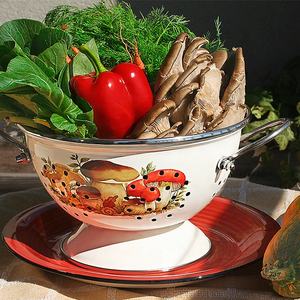 Emaye meyve sebze kevgir 16/23/26/28cm beyaz emaye kevgir çeşitli gıdalar sınır ile Vintage süzgeç 1.5QT 3QT - Product Image 6