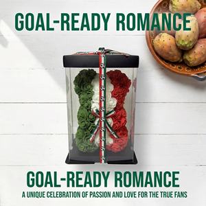 Oso de Peluche de Rosas Artificiales al por Mayor México 2026, Caja de Regalo Verde, Blanca y Roja, Oso de Peluche de Flores Artificiales con Lazo de Fútbol - Product Image 3