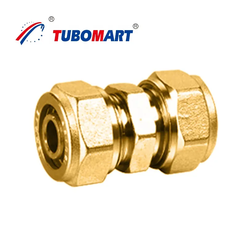 Tubomart OEM brass compression pipe fittings plumbing pipe fittings brass screw adapter couplings brass compression tube fitting