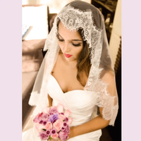 Voile de mariée élégant à deux couches en dentelle, voile de mariée en tulle doux, accessoire romantique pour cheveux de mariée