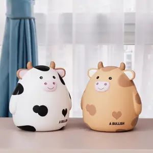 Gift White colorful Cow Large Capacity Resin Coin Piggy Bank Money Box