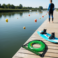 Corde de wakeboard et de ski nautique en fibre de verre personnalisable en usine, 75 pieds avec planche de 8 pouces, unisexe, pour lacs et rivières, avec ailerons inclus