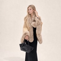 Cape en fourrure personnalisée avec logo pour femmes, hiver, en stock, prête à être expédiée, vente en gros, usine OEM