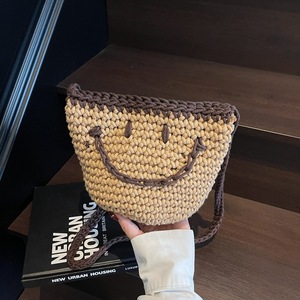 Cô Gái Mùa Hè Crochet <span class=keywords><strong>Simle</strong></span> Mặt Xô Vai Túi Handmade Cotton Túi Xách Dễ Thương Dệt Kim Tote Túi - Product Image 2