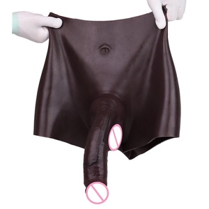 S8514HY Long Hollow <b>Dildo</b> Black Silicone Penis Pants Realistic Cock Enlarger with Soft Penis Extender Sex Toy for Man Gay Couple - Product Image 1