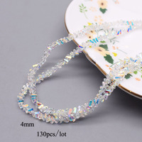 Perles en Verre Cristal Triangle de 4 mm de Haute Qualité, 130 Pièces, Couleurs Brillantes, Perles Libres pour la Fabrication de Bijoux, DIY Boucles d'Oreilles et Colliers