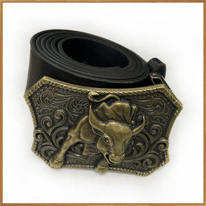 Fibbia per Cintura in Metallo Stile Western Personalizzata con Logo, Fibbia Punk da Cowboy in Lega con Toro - Product Image 6