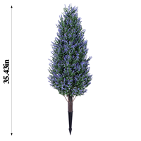 Arbre topiaire artificiel en lavande résistant aux UV de Ruopei, faux arbuste de lavande en pot avec piquet de sol pour la décoration