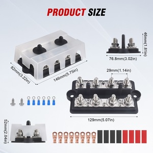 Battery Terminal Block M8 Dual Row 4 Way Black Busbar <b>Kit</b> For RV Yacht <b>Electrical</b> Systems - Product Image 2