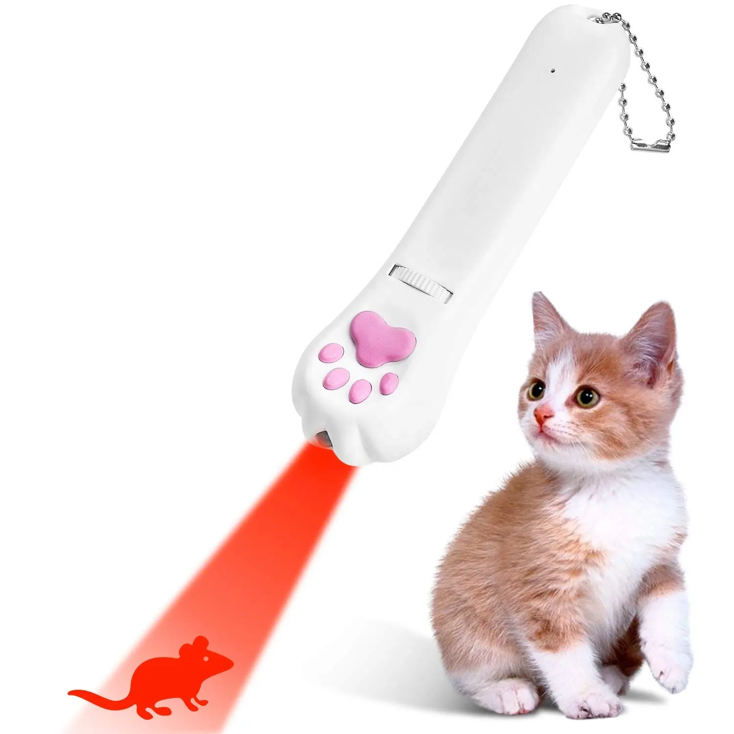 LINLI Mainan Kucing Peliharaan Multifungsi, Alat Latihan Hewan Piaraan, 3 Mode Pencahayaan, Jarum Penunjuk LED 7 Dalam 1, Mainan Kucing dan Anjing