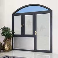 Marco de ventanas abatibles de aluminio de arco de diseño moderno al por mayor Ventana de aluminio de seguridad de gran oferta con puertas abatibles baratas cerraduras
