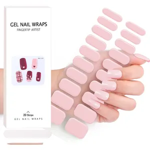 Wholesale Semi Cured Gel Nail Stickers 20pcs in a box Non-Toxic Long Lasting Real Full Cover UV Semi Cured Gel Nail Wraps