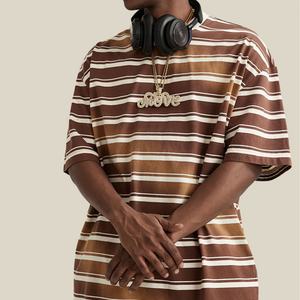 Camiseta de manga corta para hombre, diseño liso, de algodón lavado vintage de alto gramaje, cuello redondo, en blanco y café, con efecto descolorido por el sol. - Product Image 5