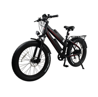 Vélo de montagne électrique pas cher 750W 26 pouces avec batterie au lithium, moteur arrière sans balais, pneus larges, cadre en acier, freins à disque, pour adultes