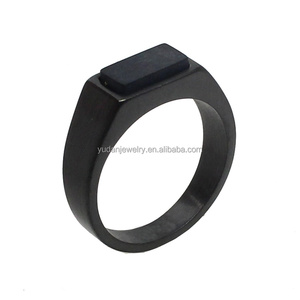 Mens Black Onyx <strong>Rings</strong> Stainless Steel Square Agate Signet <strong>Rings</strong> for Men <strong>Dad</strong> Father Jewelry Gift - Product Image 1