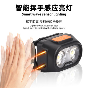 Lampe frontale LED rechargeable étanche pour camping en extérieur, pêche nocturne, type C, avec double lumière blanche - Product Image 3
