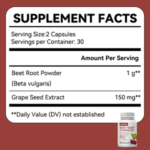 Cápsulas de Beterraba 1000mg 90 Contagens Suplementos Antioxidantes Apoia Energia de Óxido Nítrico 3 Cápsulas por Porção Adultos Não - Product Image 3