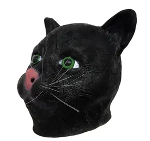 Beängstigendes Tier Halloween benutzer definierte Katze Spielzeug kopf gruselige Wolf Haube Latex Tier maske für Erwachsene