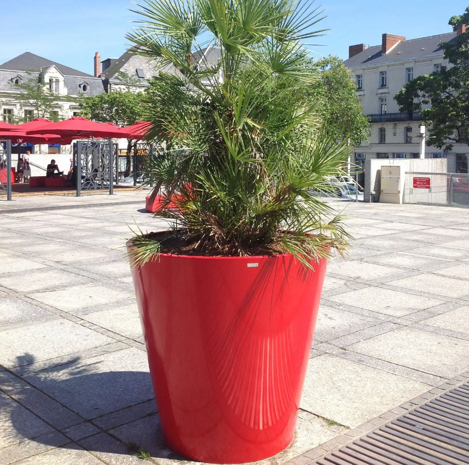 Outdoor cheap decorative garden red flower pot Galvanized steel flower planter