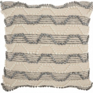Bohemian Non-Toxic Cotton <b>Throw</b> Pillow Square Removable Washable Decorative Cushion Cover Zipper Closure <b>Neutral</b> Gray Beige - Product Image 1