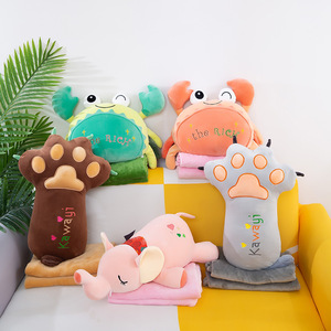 AIFEI TOY weich süß Coral Samt Krabben Klimaanlage Decke 2 In 1 Schlaf kissen Tier Plüsch tier für Siesta kälte beständig - Product Image 2