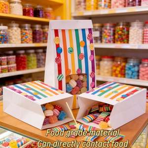 Sacs cadeaux en papier kraft recyclé RBD avec autocollants pour biscuits, collations, chocolats, bonbons - Utilisation en confiserie, commandes personnalisées acceptées - Product Image 4